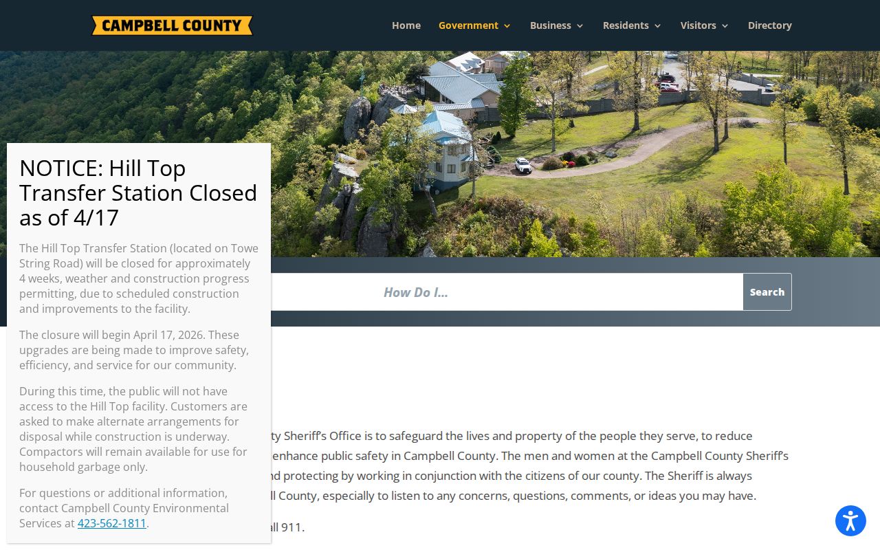 Campbell County Sheriff's Office and jail contact page