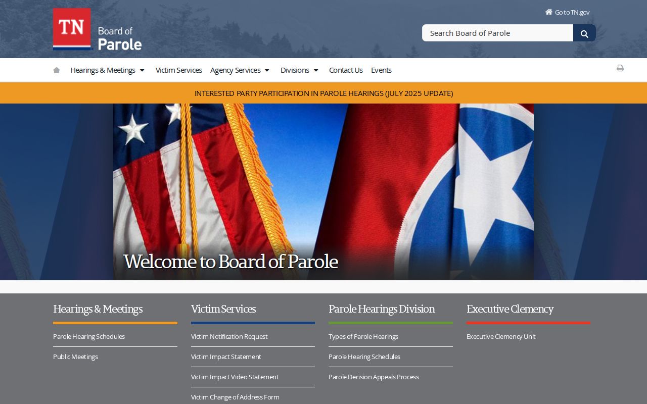 Tennessee Board of Parole official resources page