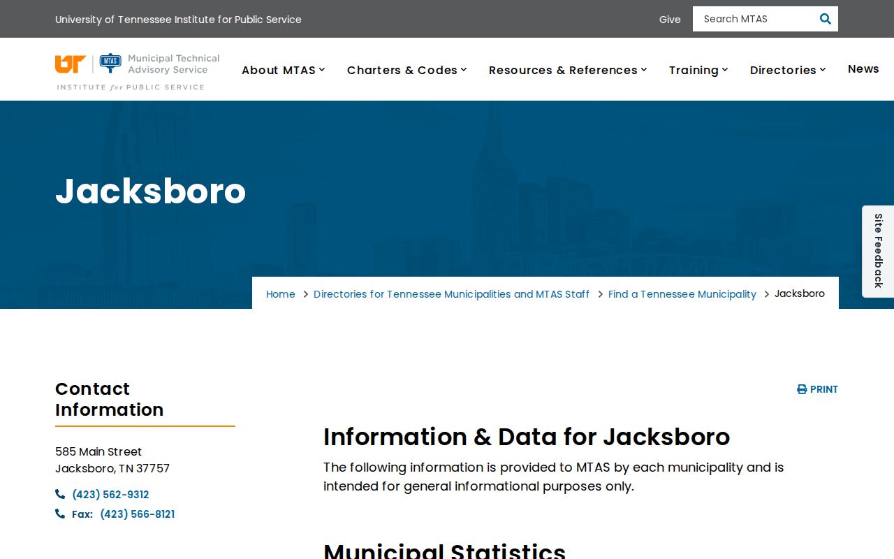Jacksboro municipal profile for local criminal record access